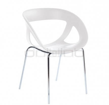 G MOEMA 69 - Fotoliu cu schelet din metal cromat şi cu coajă de şezut din material plastic (Technopolymer), în diferite culori