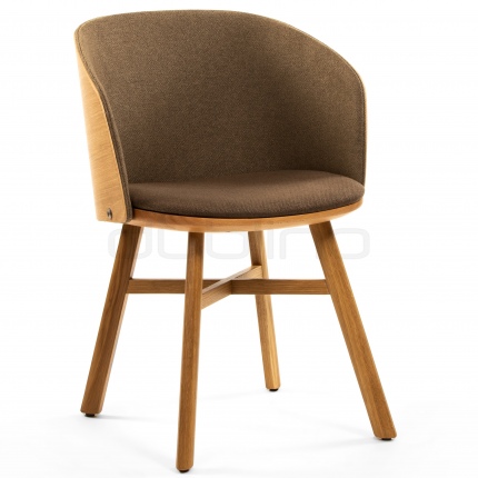 GB SARA - Scaun dining cu cadru din lemn de fag tapitat cu material textil maro